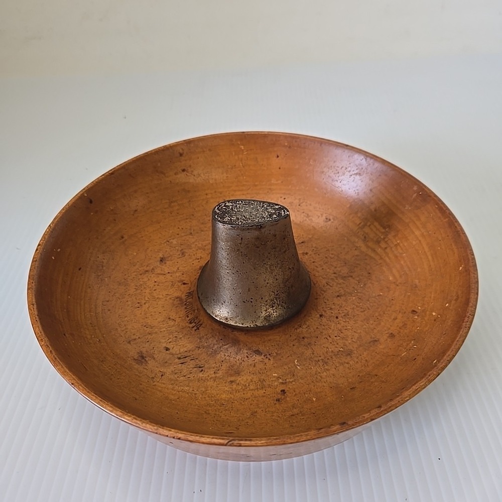 Antique Parsons Wooden Nut Bowl w/ Anvil Center For Cracking Patent June 16 1914